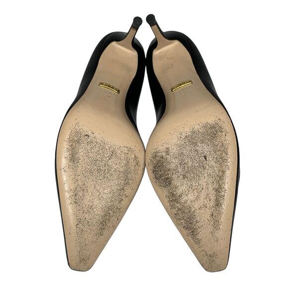 Gucci Zumi Black Leather Heels 37 EU 7 US Interlocking G Horsebit Made in Italy - Picture 10 of 13